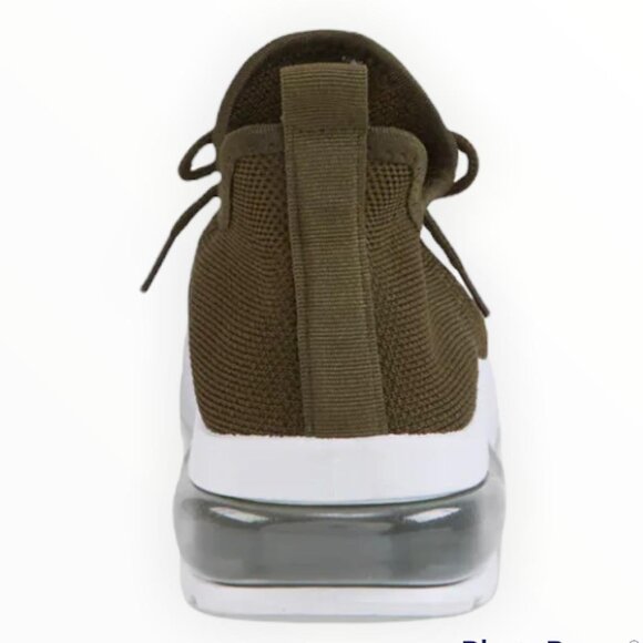 TAXI Women's Bubble Sole Lace Up Knitted Sneakers Olive Green Size 7 - Picture 3 of 6